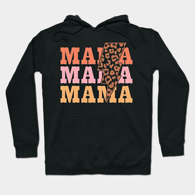 Retro Mama Leopard Print Mothers day gift Hoodie by BadDesignCo